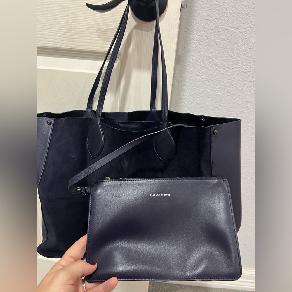 Rebecca Minkoff Pippa Navy Blue Suede Tote